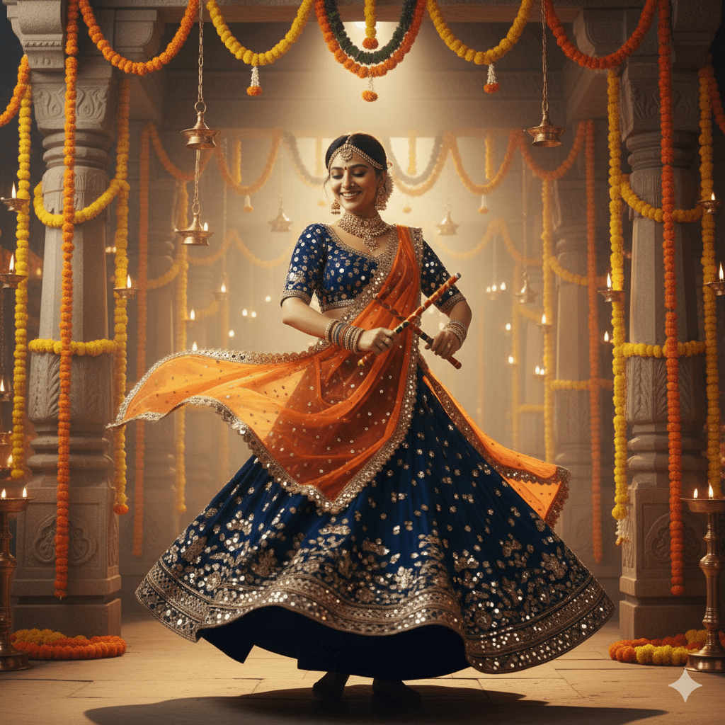 Garba Style Retro Photo Prompt 