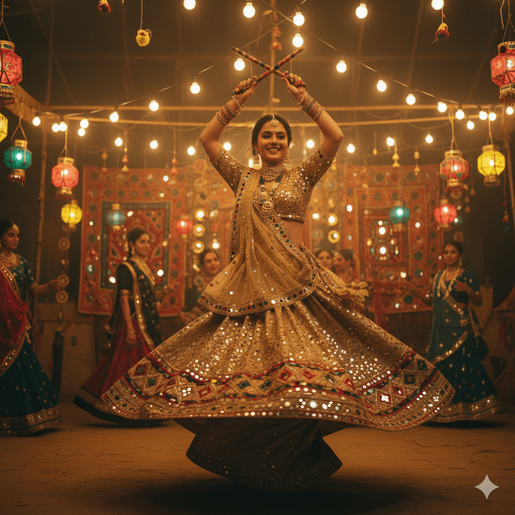 Garba Style Retro Photo Prompt 
