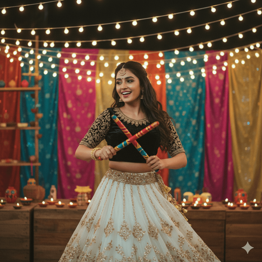 Garba Style Retro Photo Prompt 